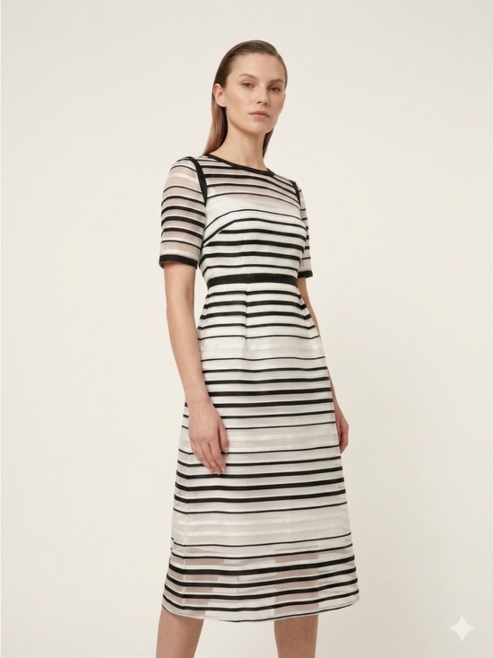 Goat London Organza Stripe Midi Dress 2 Jane Atelier Black White